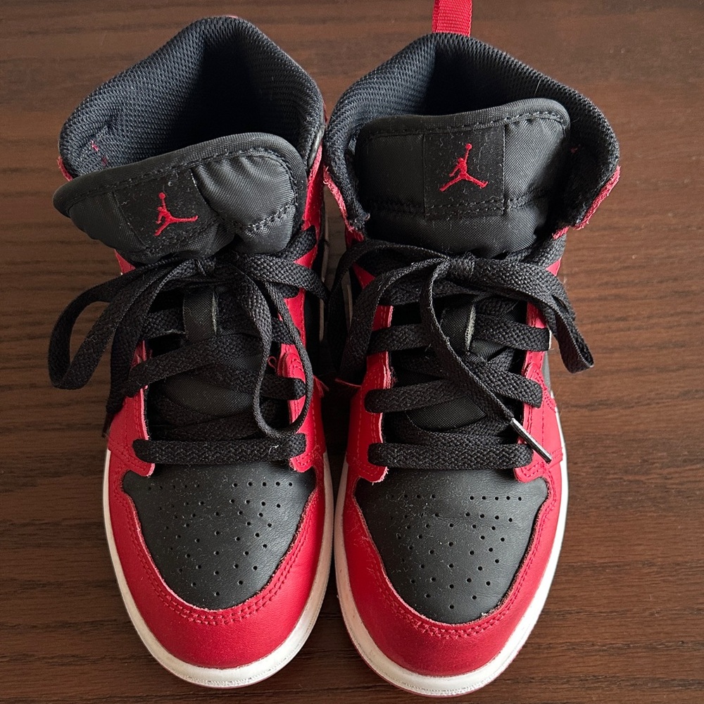 Jordan Kids' Red and Black High-Top Sneakers
